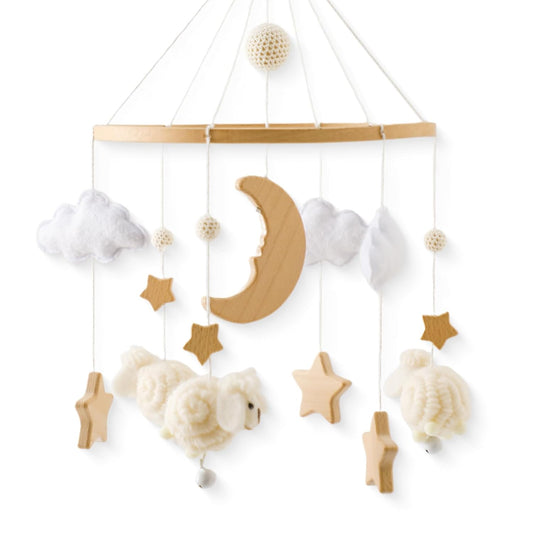 Wooden Crib Mobile Arm | Baby Crib Mobile Arm Wooden Holder | Rotatable Adjustable Anti Slip Attachment Clamp for Sturdy Mobile Hanger (Curved Arm)