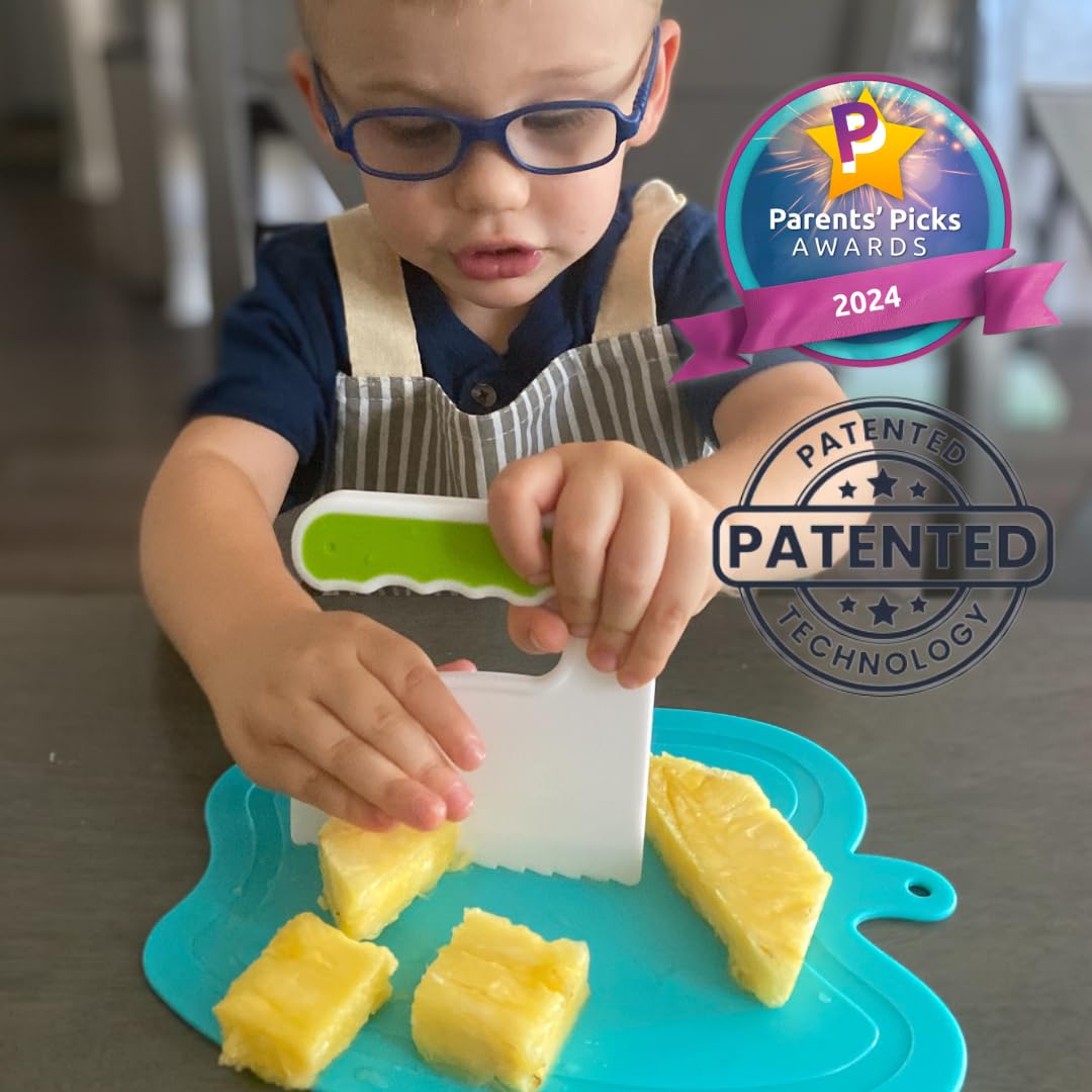 TOVLA JR. Kids' Cutting Set | Montessori Safe Kitchen Knives for Cooking| Kitchen Safety for Toddlers | Boost Confidence and Encourage Picky Eaters