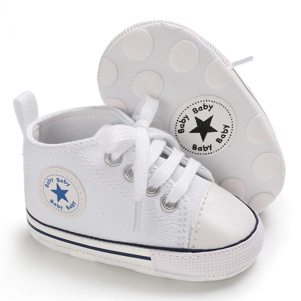 Unisex Baby Girls Boys Canvas High-top Shoes, Newborn Infant Anti-Slip Soft Sole Frist Walking Breathable Sneakers