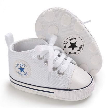 Unisex Baby Girls Boys Canvas High-top Shoes, Newborn Infant Anti-Slip Soft Sole Frist Walking Breathable Sneakers