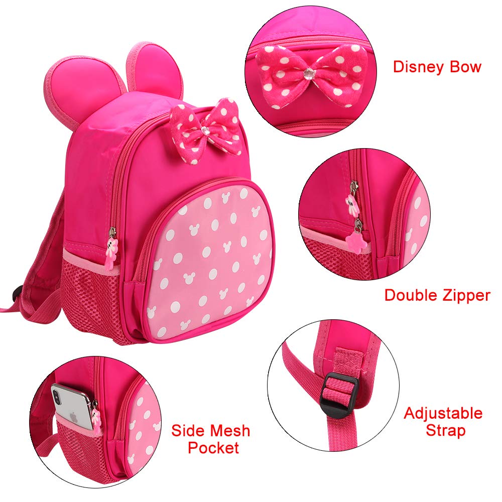 Pink Cute Kid Backpacks for Little Girls Mini Mouse Backpack Toddler Bookbag Small Kids Preschool Backpacks for Girl Backpack Gift Childrens Daycare Book Bag Travel Backpacks Kindergarten Backpack