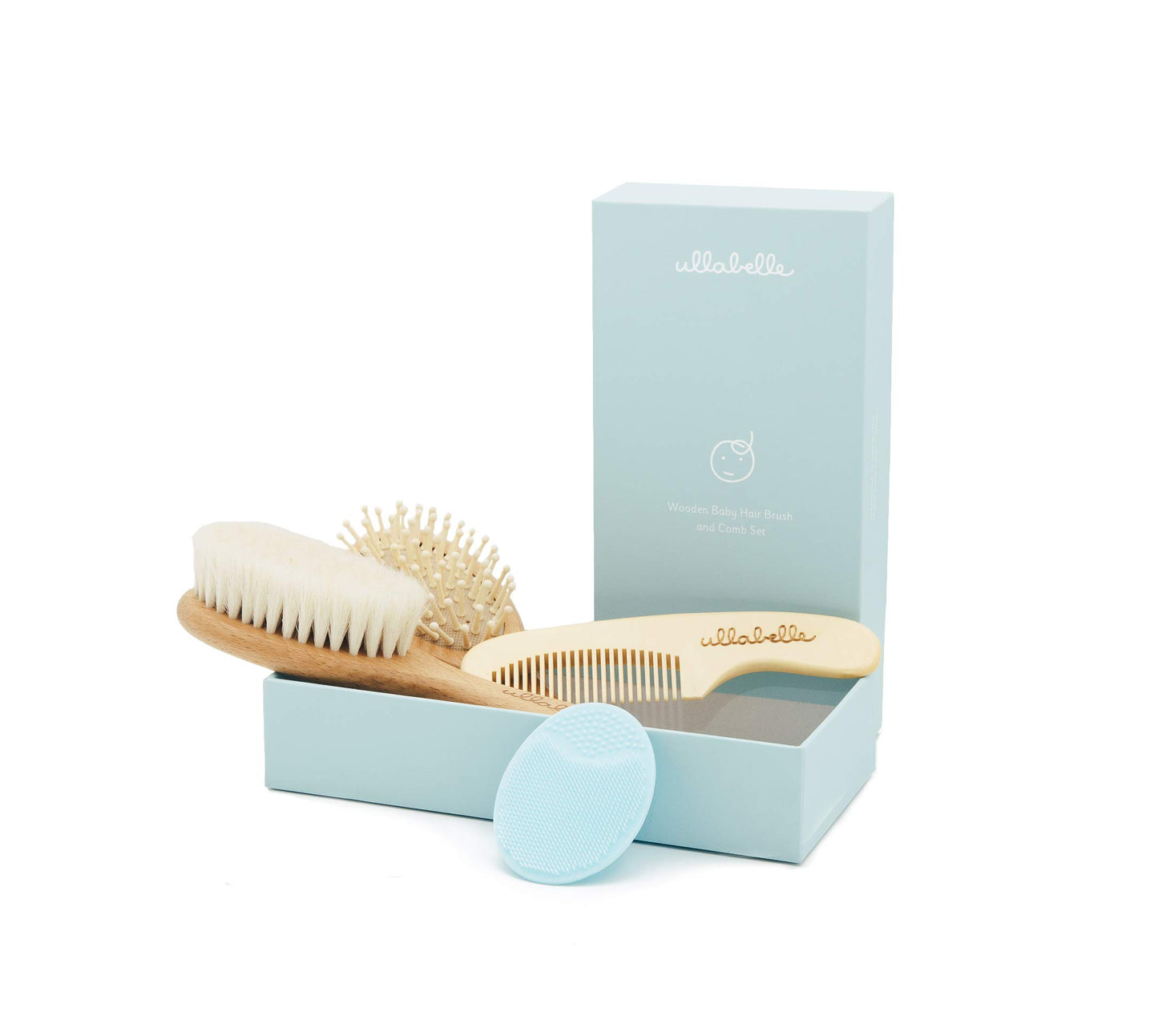 4 Piece Wooden Baby Hair Brush and Comb Set for Newborns & Toddlers in Chic Gift Box - Ultra Soft Natural Goat Hair and Wood Baby Brush Set Prevents Cradle Cap - Perfect Registry Gift (Pink)