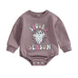 Easter Newborn Baby Girl Clothes Fuzzy Bunny Embroidery Romper Sweatshirt Bubble Jumpsuit Toddler Baby Girl Outfit
