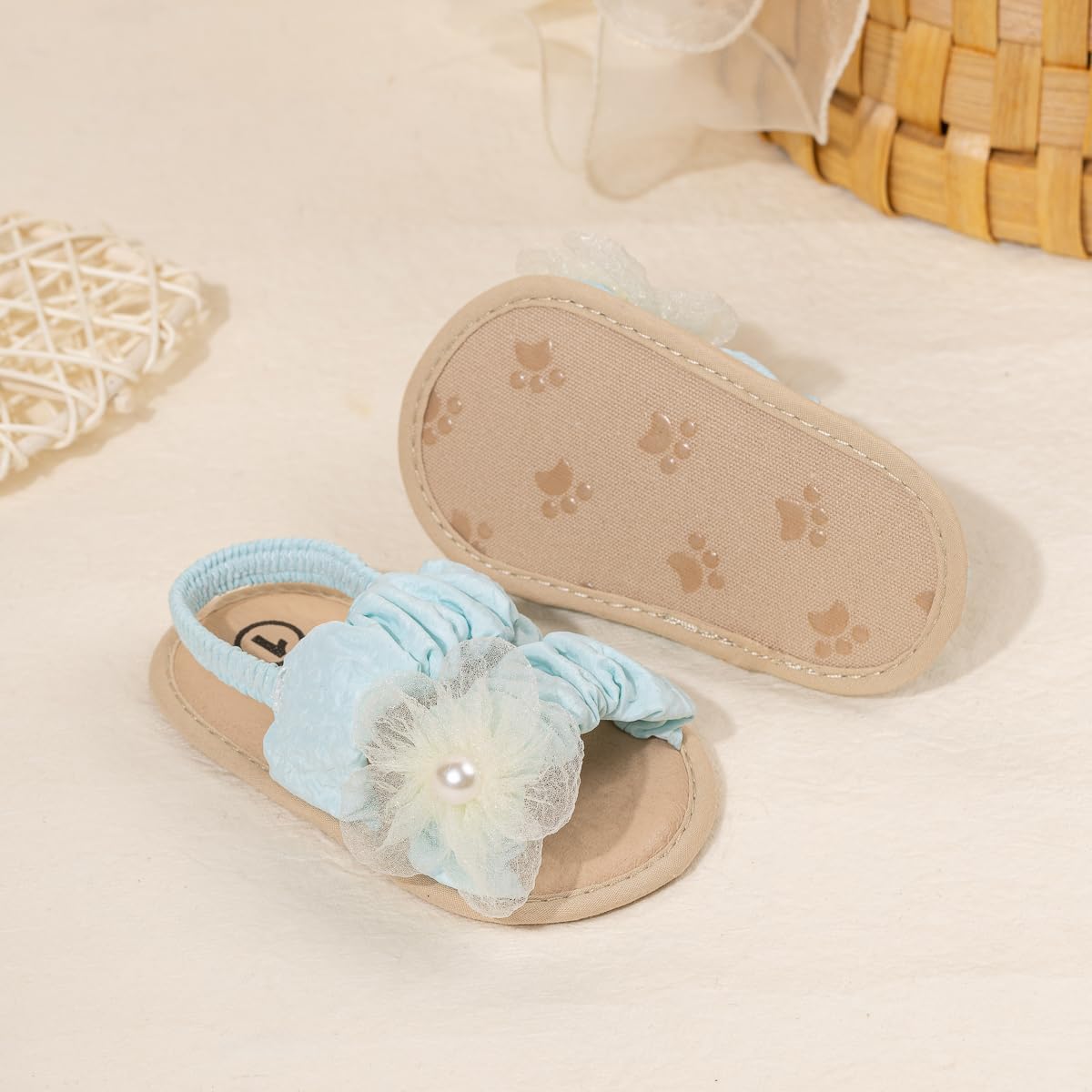 Meckior Infant Baby Girls Boys Summer Sandals Open Toe Lace Princess Dress Wedding Flats Shoes Newborn Toddler Soft Non-slip Sole First Walker Crib Shoes