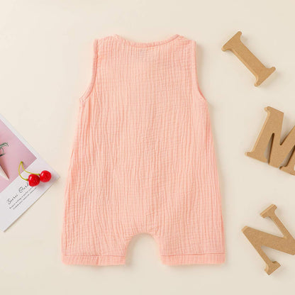 Infant Newborn Baby Boys Girls Cotton Linen Romper Summer Jumpsuit Sleeveless Overalls Clothing Set