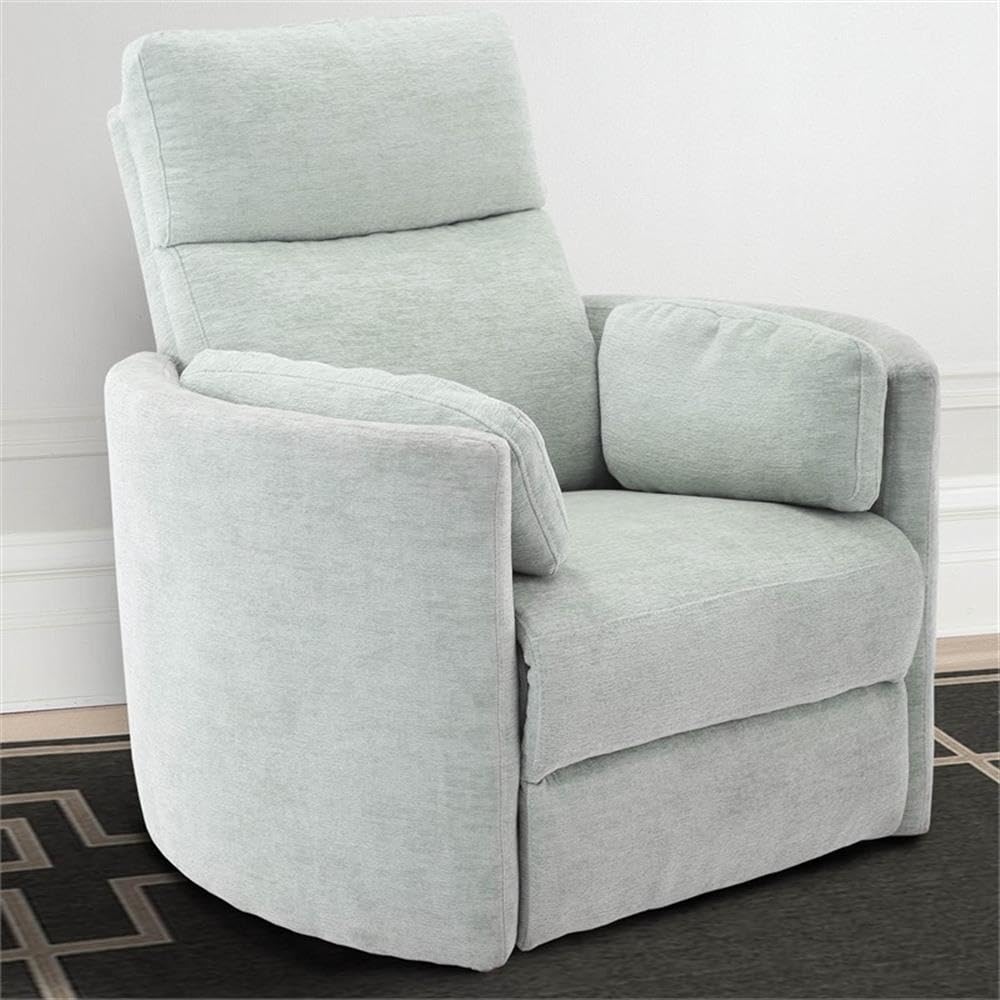 Pemberly Row Contemporary Fabric Swivel Glider Recliner in Ivory