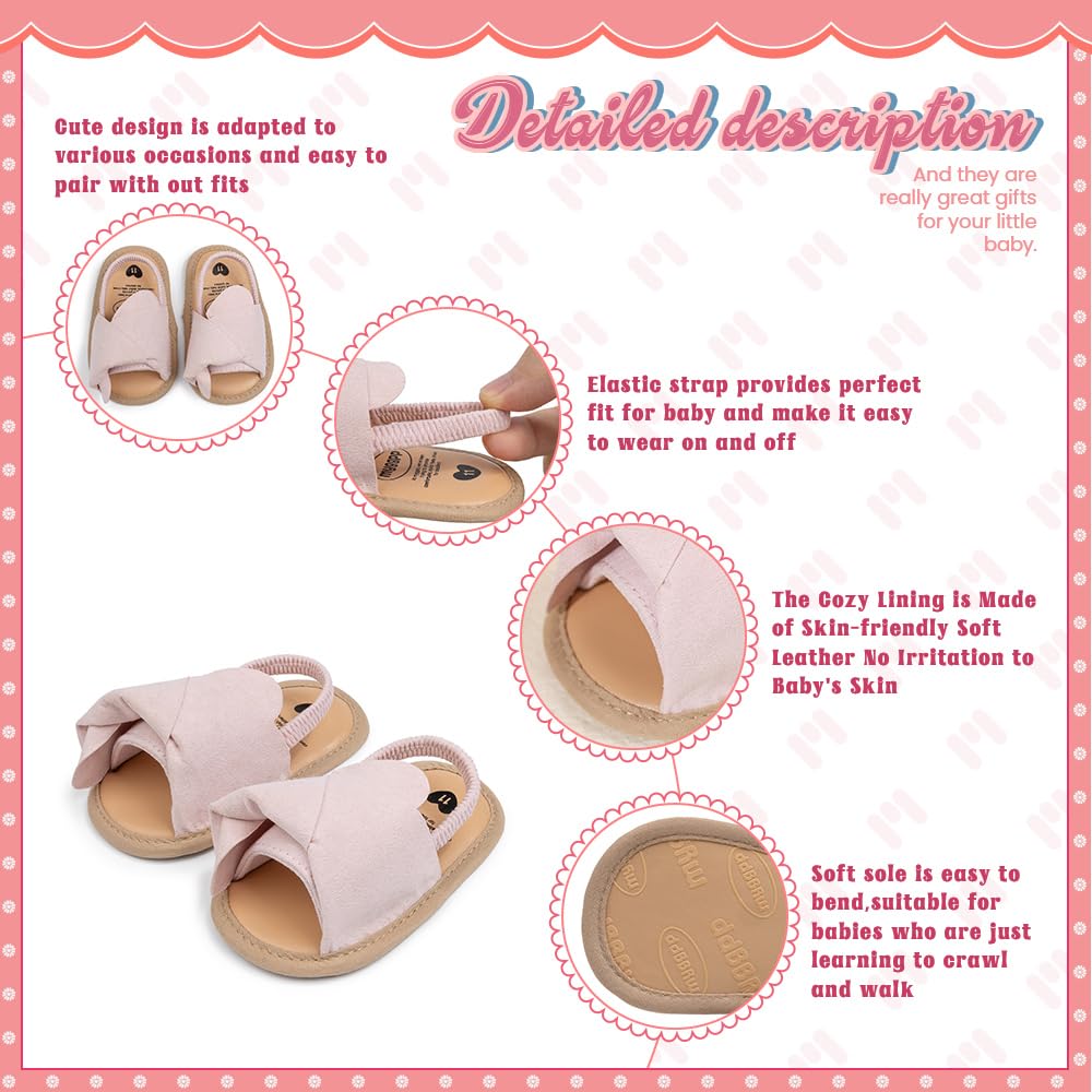 Meckior Infant Baby Girls Boys Summer Sandals Open Toe Lace Princess Dress Wedding Flats Shoes Newborn Toddler Soft Non-slip Sole First Walker Crib Shoes