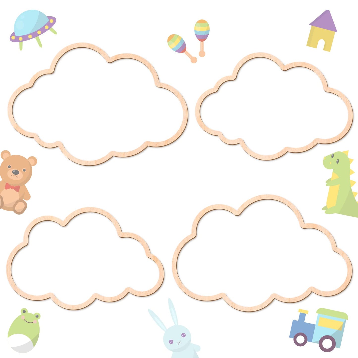 Kathfly4 Pieces Boho Nursery Cloud Star Wall Decor Wooden Babyroom Moon Rattan Wall Decor Wooden Rainbow for Children Baby Kids Boys Girls Bedroom Nursery Pendant(Cloud Moon Star)