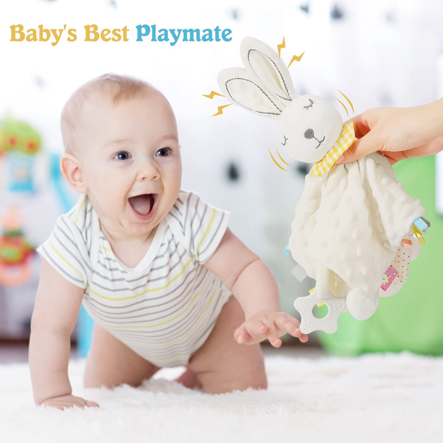 Zooawa Elephant Loveys for Babies Unisex for 1 2 3 4 5 6 Months Security Blanket Soft Stuffed Animal Elephant Baby Stuff Lovie Snuggle Blanket, Soothing Plush Toys Baby Gift for Newborn, Colours