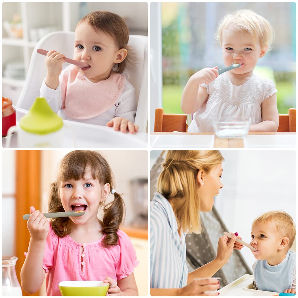 Vicloon Silicone Baby Feeding Spoons - 7 PCS First Stage for Infants, Ultra-Durable & Chewproof, Dishwasher Safe Baby Utensils