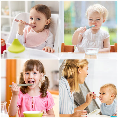 Vicloon Silicone Baby Feeding Spoons - 7 PCS First Stage for Infants, Ultra-Durable & Chewproof, Dishwasher Safe Baby Utensils