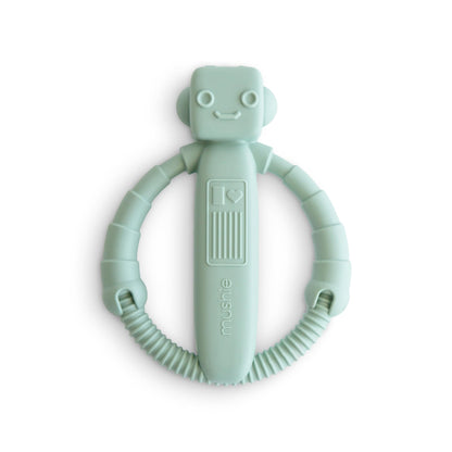 mushie Silicone Baby Daisy Rattle Teether Toy (Dusty Rose)