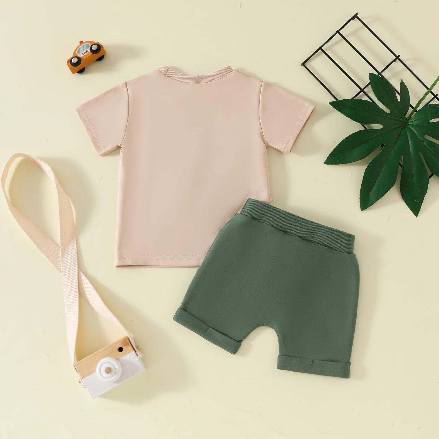 Toddler Baby Boy Summer Clothes Embroidered Farm Tractor Shirt and Short Set 2-Piece Outfits for Boys