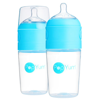 PopYum 9 oz Orange Anti-Colic Formula Making/Mixing/Dispenser Baby Bottle with #2 Medium Flow Nipple, 260 ml, BPA-Free, Natural Latch
