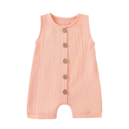 Infant Newborn Baby Boys Girls Cotton Linen Romper Summer Jumpsuit Sleeveless Overalls Clothing Set