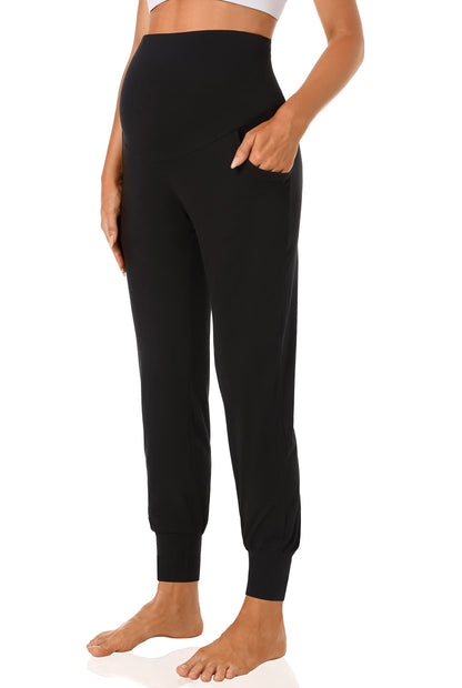 V VOCNI Women's Maternity Pants Maternity Activewear Jogger Track Cuff Sweatpants Over The Belly Stretchy Pregnancy Pants