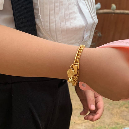 Ethlyn Baby Bracelets for boys Girls 18K Gold Plated Cuban Link Chain Bracelets for Boys Gift for Your Son