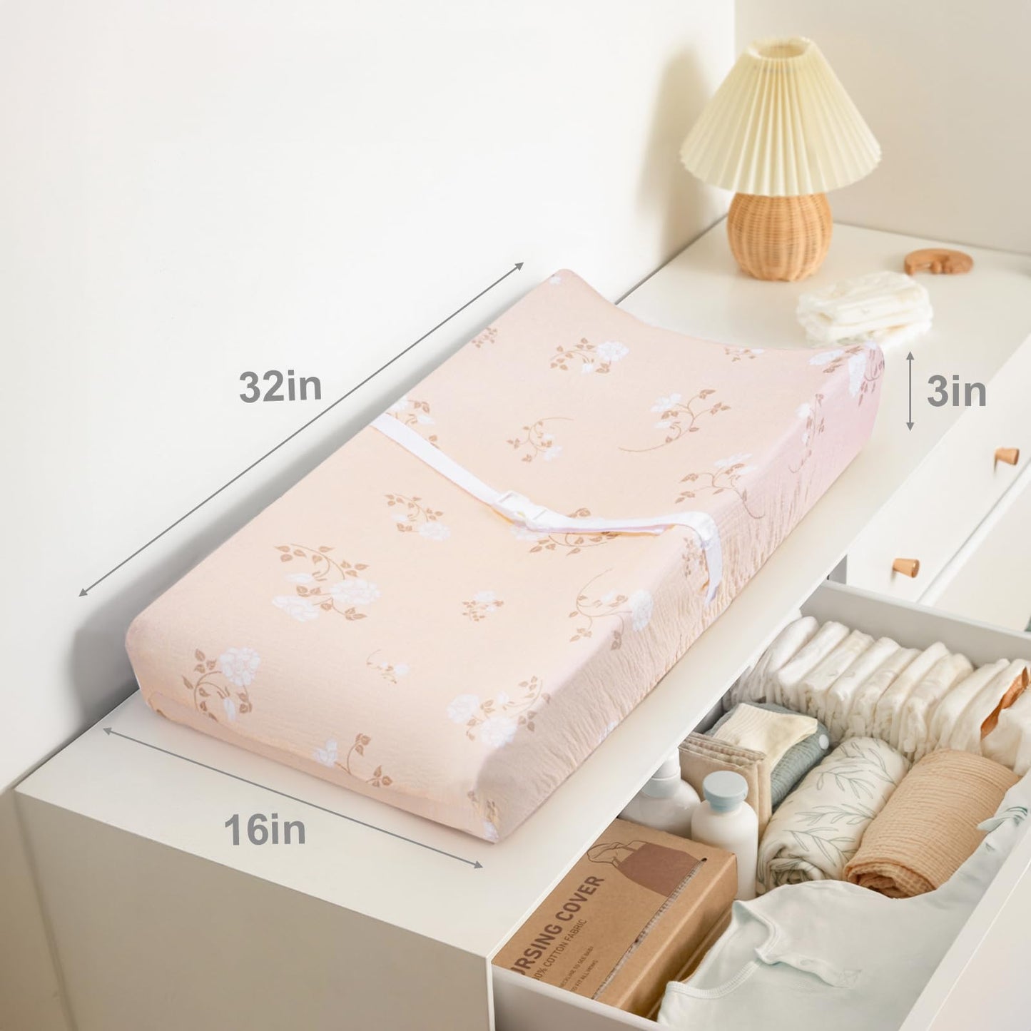 2 Pack Muslin Changing Pad Cover for Baby Girls Boys, 100% Cotton Fitted Baby Diaper Changing Table, Soft and Breathable Changing Pad Sheets, Pink