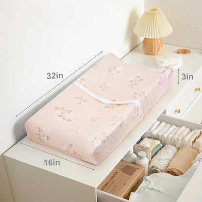 2 Pack Muslin Changing Pad Cover for Baby Girls Boys, 100% Cotton Fitted Baby Diaper Changing Table, Soft and Breathable Changing Pad Sheets, Pink