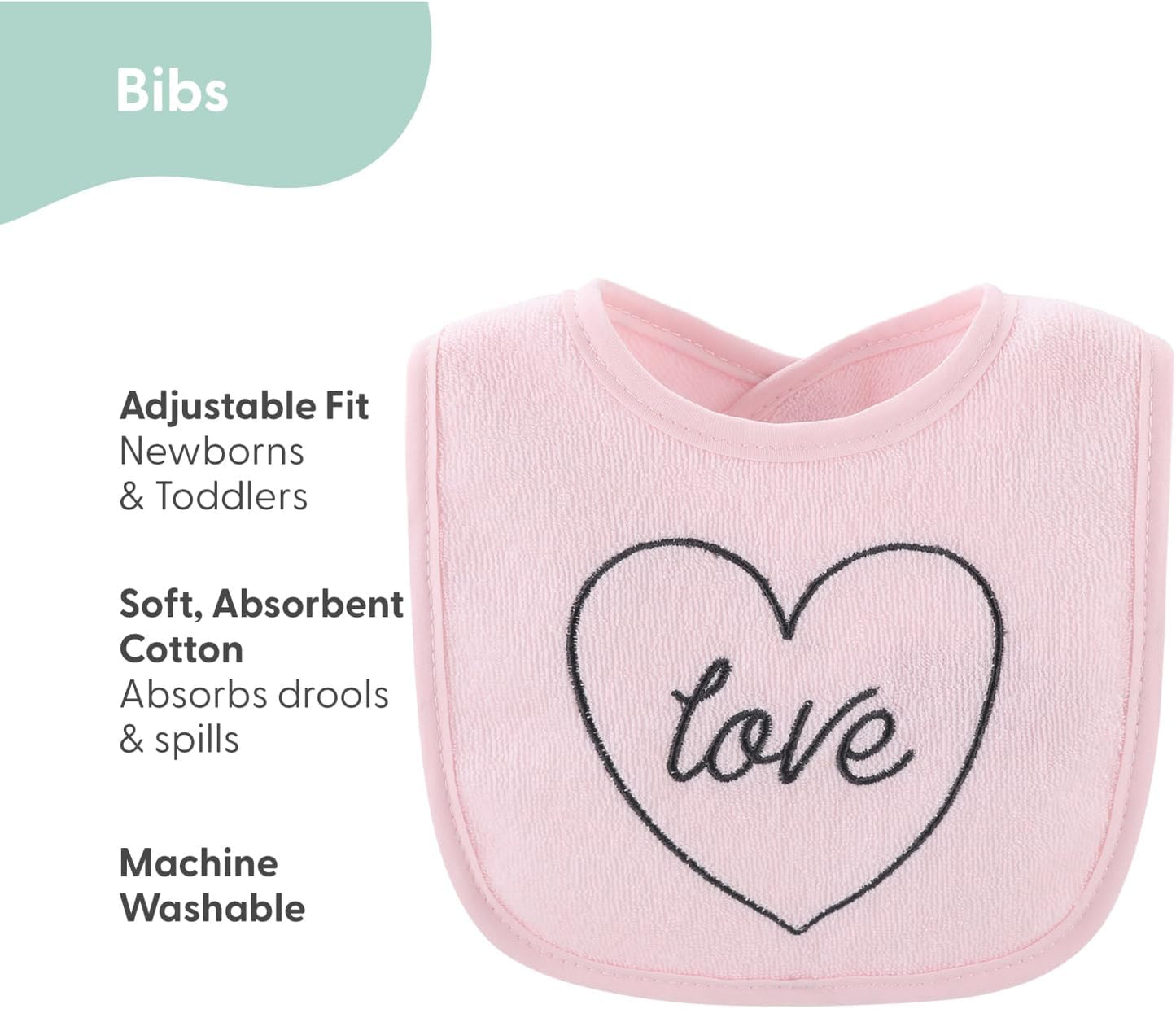 The Peanutshell Baby Girl Terry Bib Set of 10-100% Cotton, Soft, Absorbent Baby Bibs for Girls, Toddler Baby Girl Bibs Set, Newborn & Infant Bib - Rainbow Floral