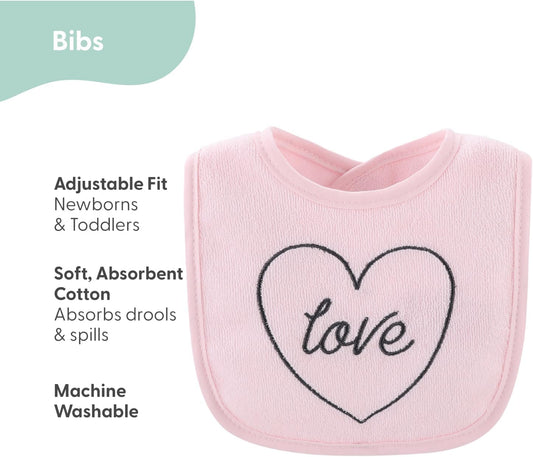 The Peanutshell Baby Girl Terry Bib Set of 10-100% Cotton, Soft, Absorbent Baby Bibs for Girls, Toddler Baby Girl Bibs Set, Newborn & Infant Bib - Rainbow Floral