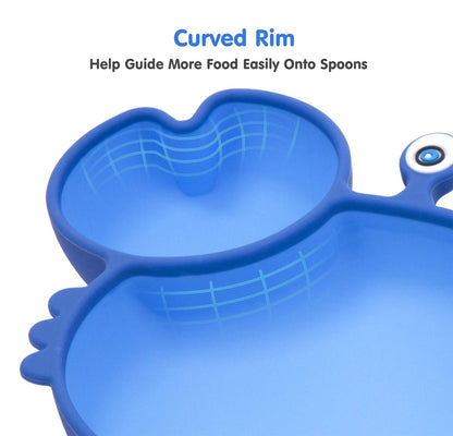Silicone Suction Plate for Toddlers - Self Feeding Training Divided Plate Dish and Bowl for Baby and Toddler, Fits for Most Highchairs Trays, BPA Free Microwave Dishwasher Safe