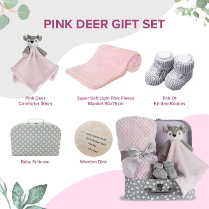 Baby Blue Bunny Security Blanket & Keepsake Box - Soft Fleece, Booties & Gift Basket - Unique Newborn Present