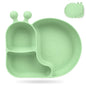 Silicone Baby Plate with Super Suction – Snail Shape 3 Compartment Toddler Food Plate Self Feeding Unbreakable Eating Supplies for Boys and Girls (Pink) (Green)