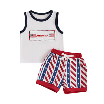 Kupretty Baby Boy Summer Clothes Sleeveless Tank Tops Vest T-Shirt + Casual Shorts Toddler Outfits Set