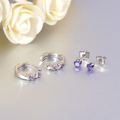 CiNily 14K White Gold Plated Small Hoop Earrings for Women Girls Heart Cubic Zirconia Hypoallergenic Earrings