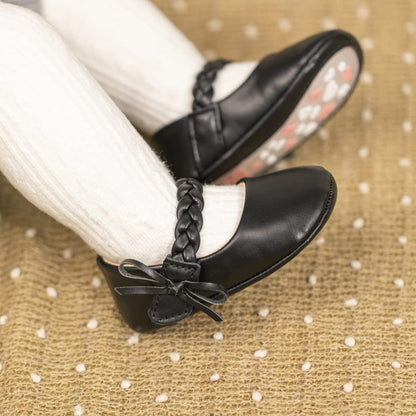 Meckior Infant Baby Girls Boys Handmade Princess Flats Toddler First Walkers Soft PU Leather Non-Slip Crib Wedding Dress Shoes