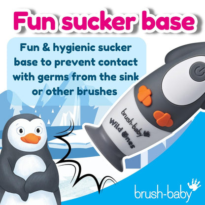 brush-baby WildOnes™ Rechargeable Kids Electric Toothbrush – Toby Tiger | Flashing Lights, 2-Min Timer, Waterproof, 3 Brush Heads | Toddler & Child Toothbrush Ages 0-10 | Soft Bristles