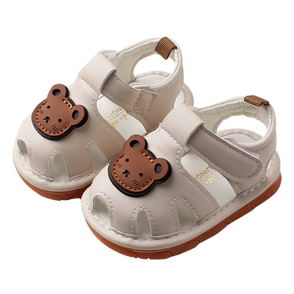 Childrens Bear Leather Foam Sandals Baby Boys Girls Hook Loop Flat Wide Barefoot Shoes Summer Outdoor Casual Water Shoes