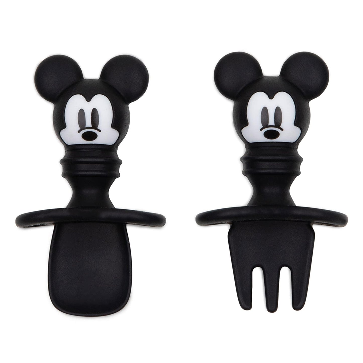 Bumkins Disney Baby Utensils Set, Chewtensils Silicone Spoons for Dipping, Self-Feeding, Baby Led Weaning, Trainer Learning, First Stage Eating, Soft Fork and Spoon, Babies 6 Months, Minnie Mouse