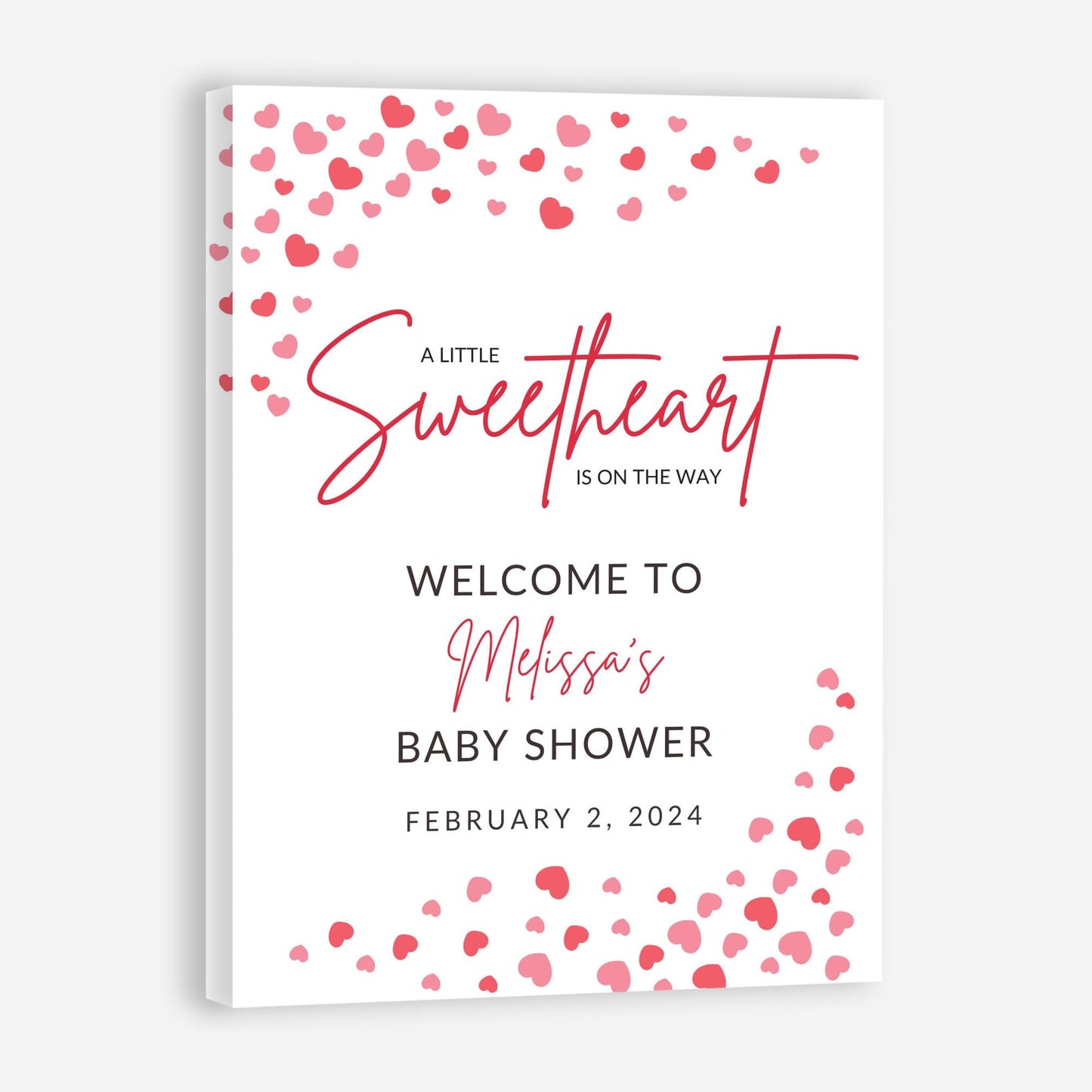 Personalized A Little Snowflake Is On The Way Welcome Sign, Pink, Girl, Winter Baby Shower Canvas