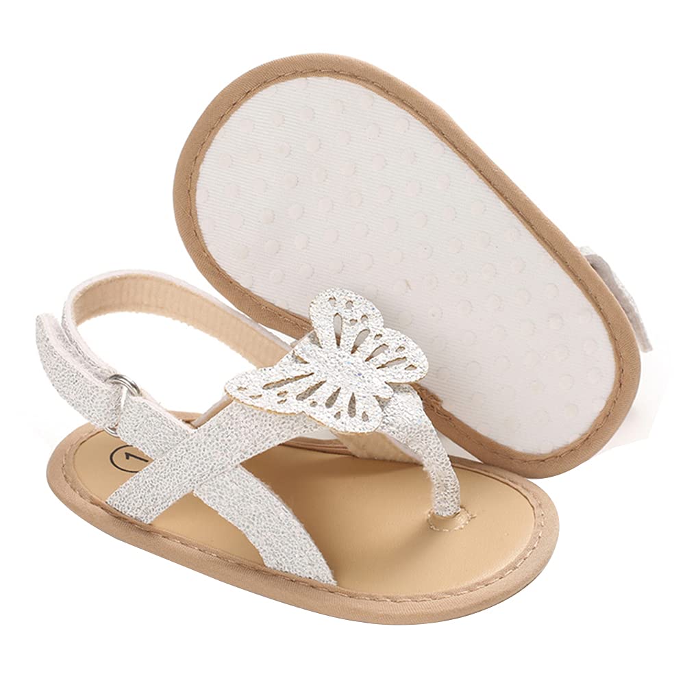 COSANKIM Infant Baby Girls Summer Sandals with Flower Soft Sole Newborn Toddler First Walker Crib Dress Shoes