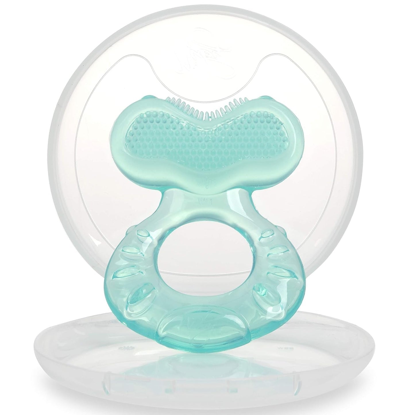 Nuby Silicone Teethe-eez Teether with Bristles, Includes Hygienic Case, Blue