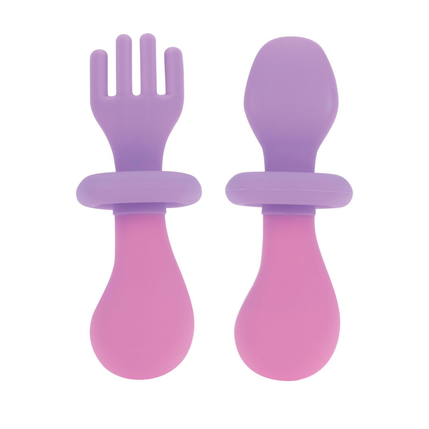Nuby First Fork and Spoon Set - Utensils with Safety Guards for Babies 6+ Months - Green and Blue