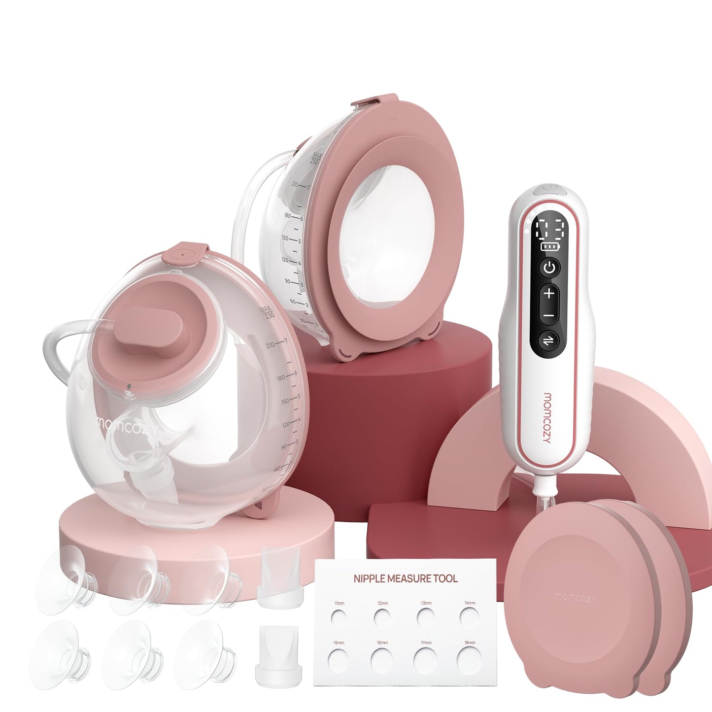 Momcozy Breast Pump V1 Pro Hospital-Grade, Hands-Free & Portable Wearable Pump, Upgraded Electric Pump with 3 Fine-Tuned Rhythms|15 Levels, Come with Leak-Proof DoubleFit Flange, Cozy Red.