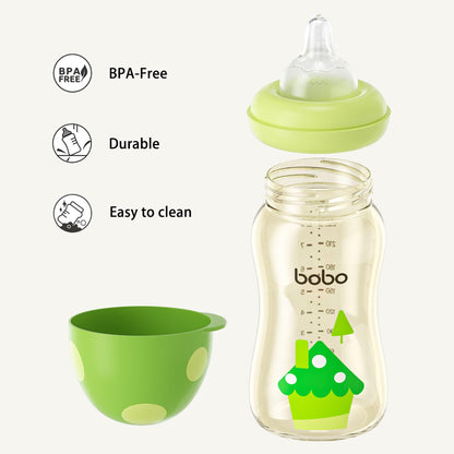 YOHKOH PPSU Baby Bottle Wide Neck, Newborn Anti-Colic Baby Bottle with Natural Response Nipple, Streamlined Body, Easy to Clean (8.8oz (Pack of 2), Yellow)