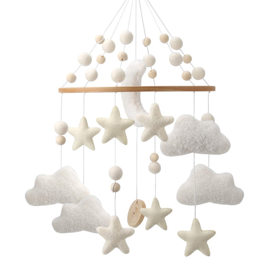 Rainbow Mobile for Crib - A Gender Neutral Boho Mobile for Crib with Gold Stars and Clouds