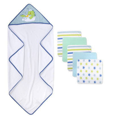 Baby Hooded Towel and Washcloth Set for Infants, Boys and Girls 6-12 Months (Mommy's Mermaid)