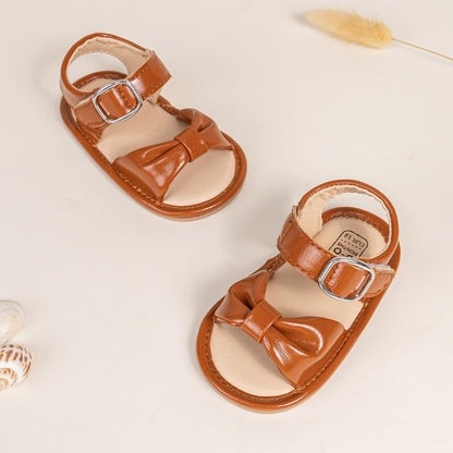 Oamico Baby Girl Sandals Infant Soft Anti-Slip Rubber Sole Casual Beach Sandals Newborn Bowknot Outdoor First Walker Summer Shoes for Baby Girls Flat Sandal
