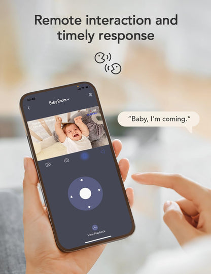 nooie Upgrade 5G Baby Monitor WiFi Smartphone, 2K Baby Camera Monitor 360 Pan & Tilt, HD Night Vision, Temperature Sensor, AI Motion Track, Two-Way Audio, Cry/Sound/Motion Detection, Works with Alexa