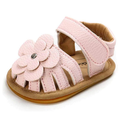 Sawimlgy Baby Girls Boys Sandals Summer Flowers Shoe Rubber Sole PU Leather Mesh Infant Toddler First Walkers Princess Dress Outdoor Shoes