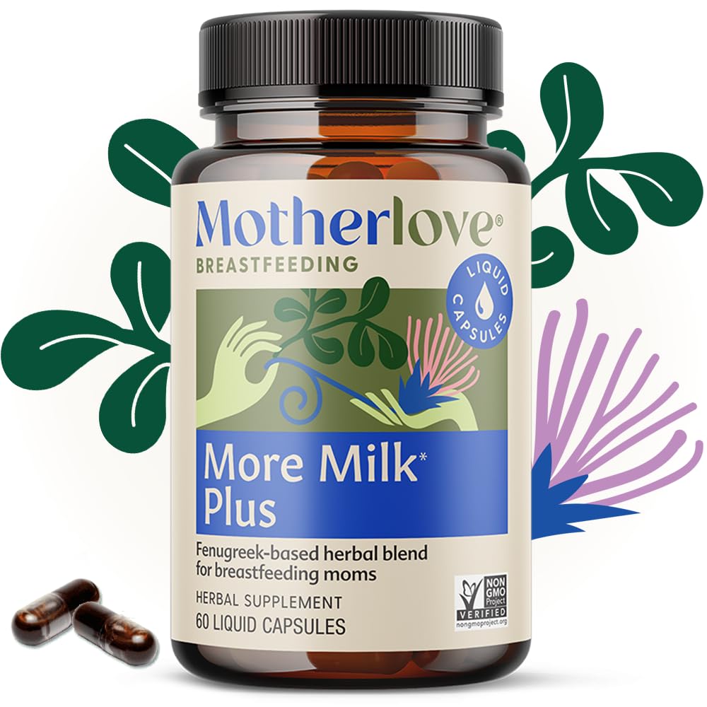 Motherlove More Milk Plus (60 Liquid caps 2 Pack) Fenugreek-Based Lactation Supplement to Support Breast Milk Supply—Non-GMO, Organic Herbs, Vegan, Kosher