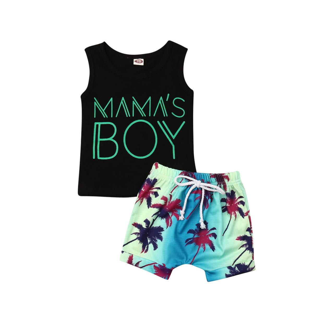 CIYCUIT 2Pcs Baby Boy Summer Clothes Infant Toddler Beach Outfits Sleeveless Tank Tops Shorts Set