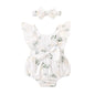 YOUNGER TREE Newborn Baby Girl Clothes Ruffle Sleeve Rompers Infant Backless Floral Jumpsuit Summer Outfits with Headband