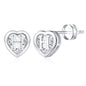 IEFWELL Heart Stud Earrings for Girls Women, S925 Sterling Silver Studs Hypoallergenic Earrings CZ Heart Earrings Initial Earrings for Teen Girls Kids Jewelry for Girls Gifts