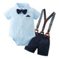 YUEMION Infant Baby Boy Clothes Gentleman Outfits Suits Summer Short Sleeve Bowtie Bodysuit Shirts + Suspender Shorts(0-24M)